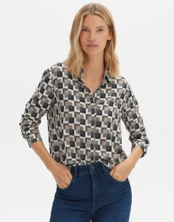 someday Fashion Blouses>Blouse Met Print Falkine Retro Coal Blue