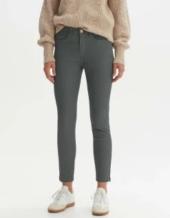 someday Fashion Broeken>Coated Jeans Emily Zip Dark Sage