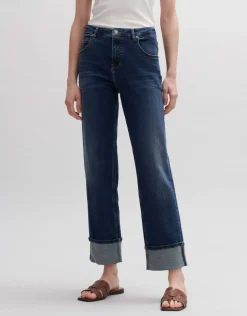 someday Fashion Jeans>Cropped Straight Jeans Malvi Authentic Dark Ocean Blue
