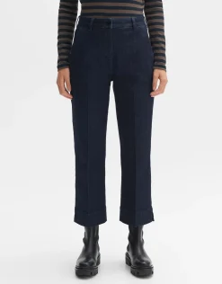 someday Fashion Jeans>Cropped Wide Jeans Mila Slit Blue Deep Rinsed Blue