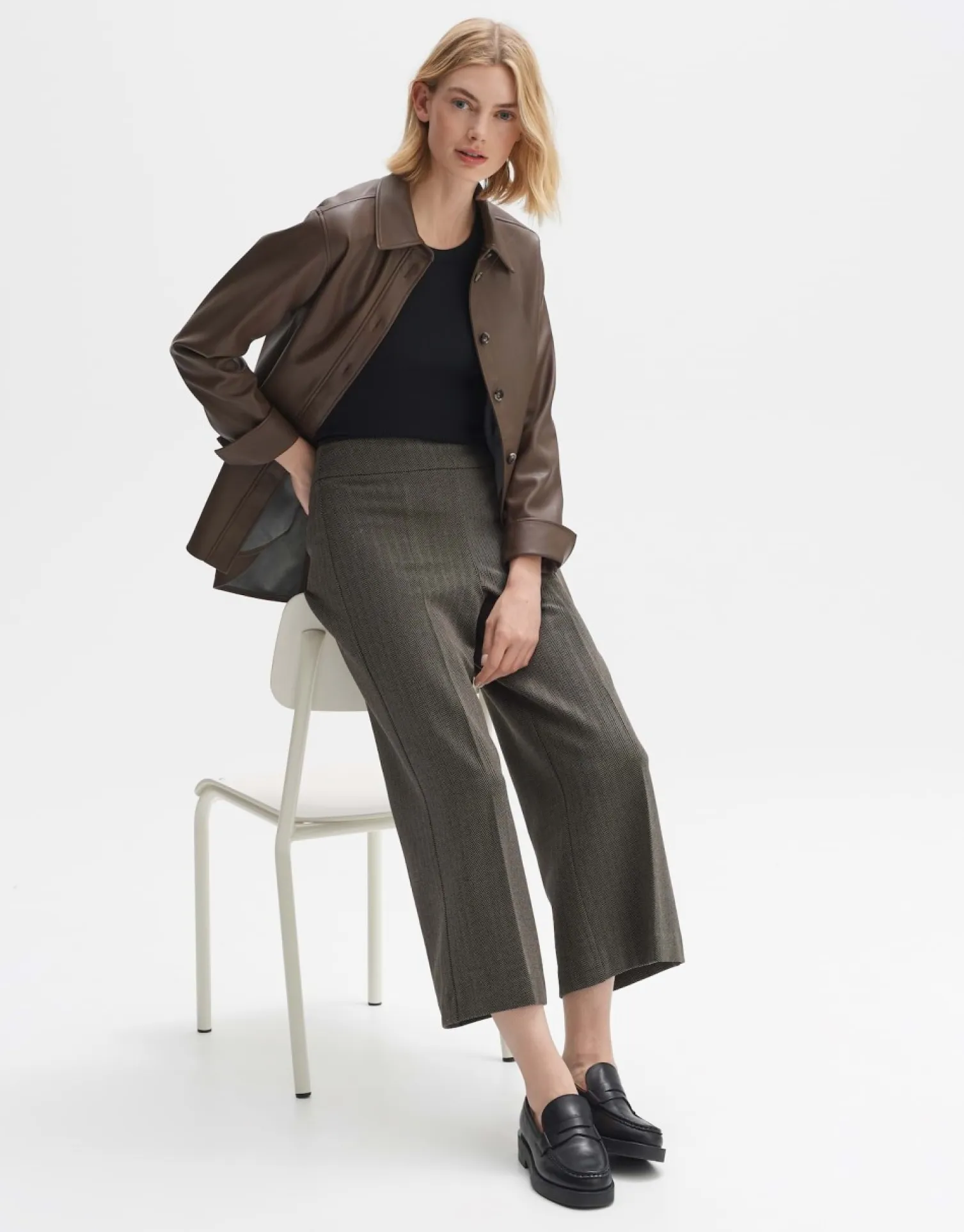 someday Fashion Broeken>Culotte Misha Herringbone Sandalwood