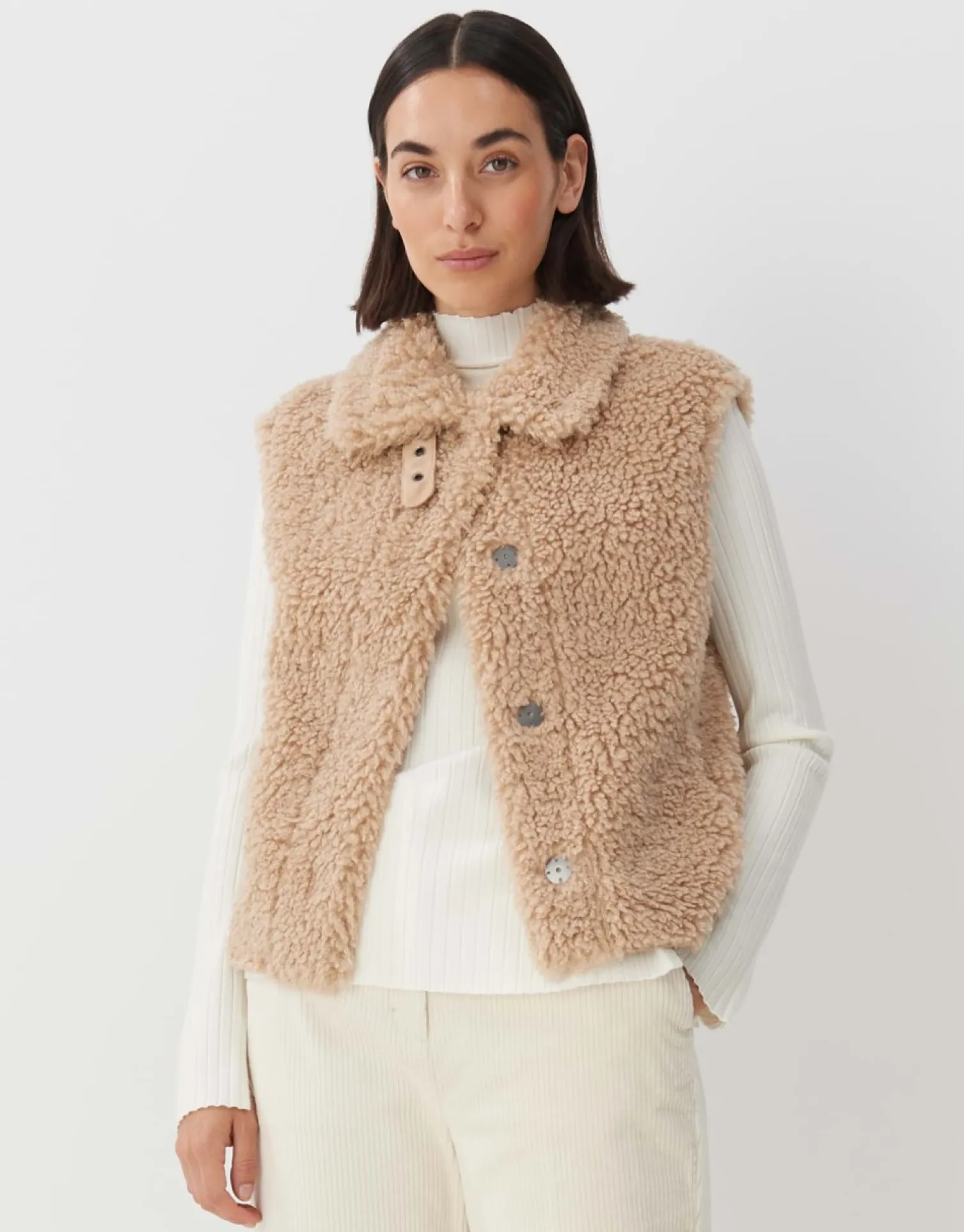 someday Fashion Blazer Vesten>Faux-Fur Bodywarmer Vairy Cashmere Cream Melange