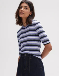 someday Fashion Gebreide Items>Gebreid T-Shirt Pumala Coal Blue
