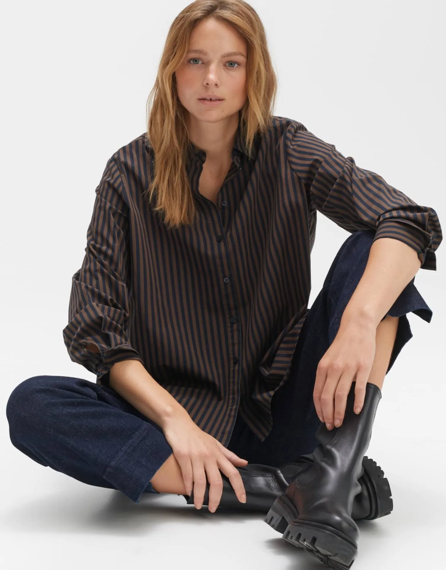 someday Fashion Blouses>Gestreepte Blouse Fanida Coal Blue