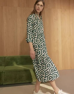 someday Fashion Jurken Rokken>Midi Jurk Werano Natural Glaze