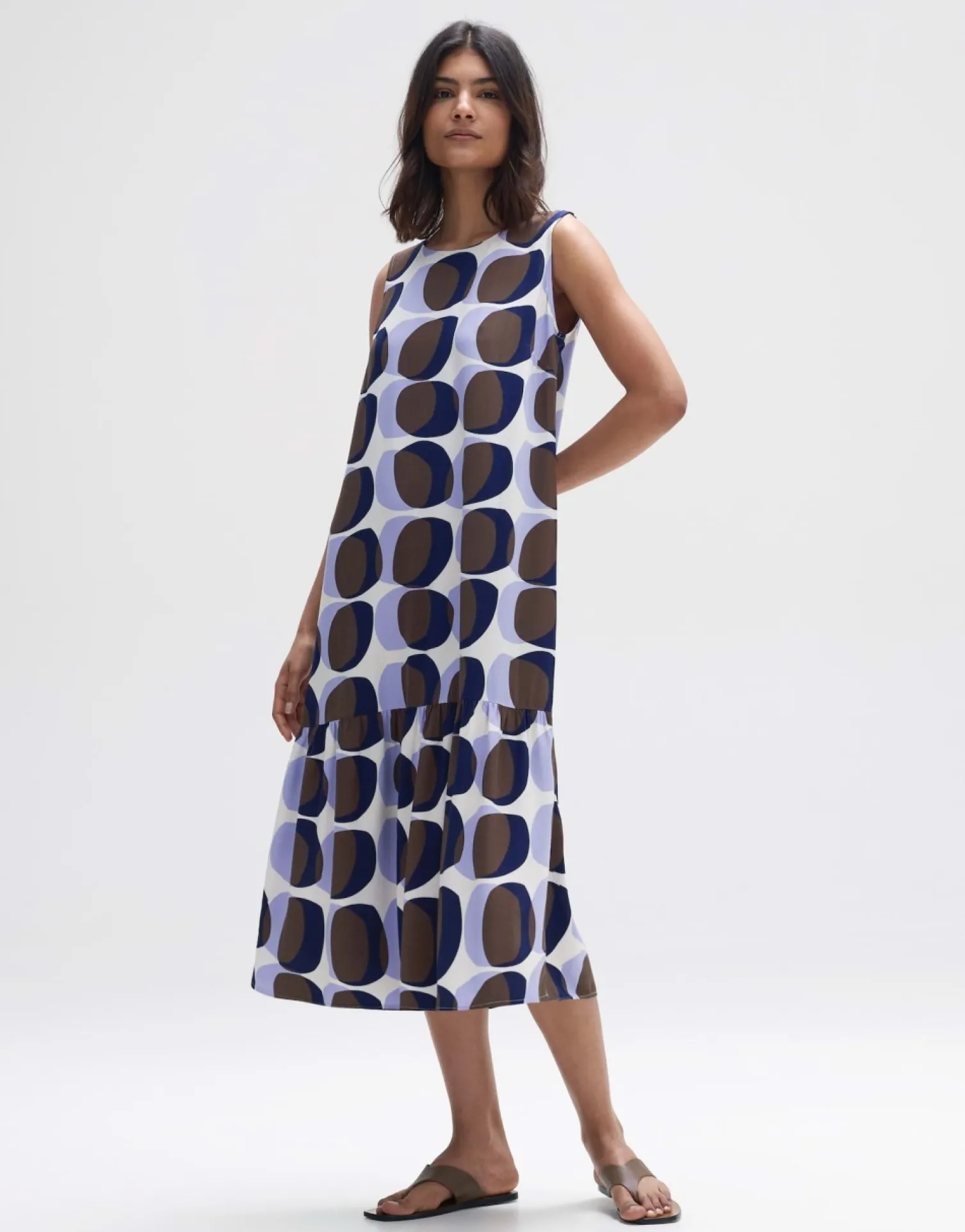 someday Fashion Jurken Rokken>Midi Jurk Wicy Witty Sandalwood