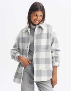 someday Fashion Blazer Vesten>Overhemd Julola Check Hazy Fog Melange