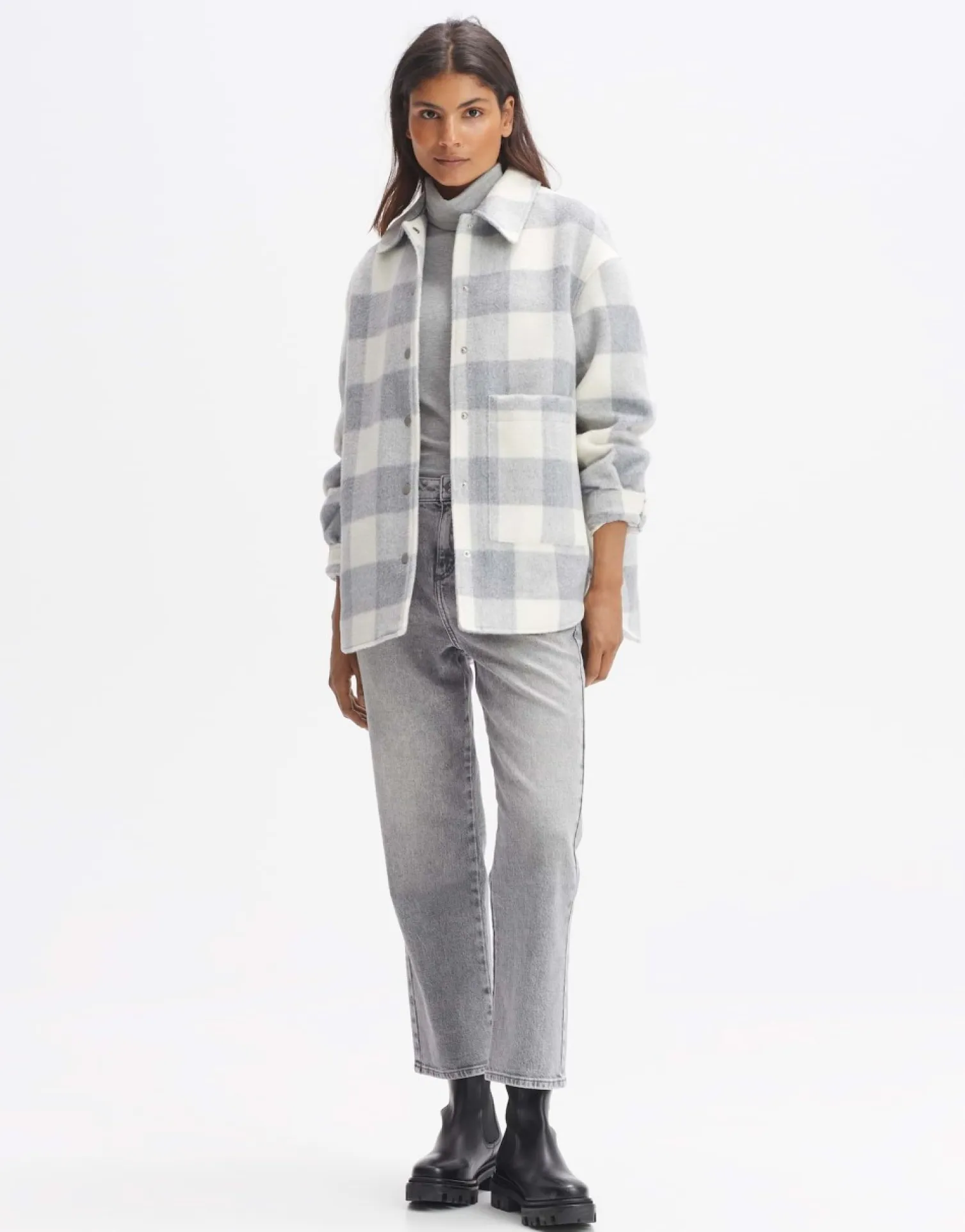 someday Fashion Blazer Vesten>Overhemd Julola Check Hazy Fog Melange