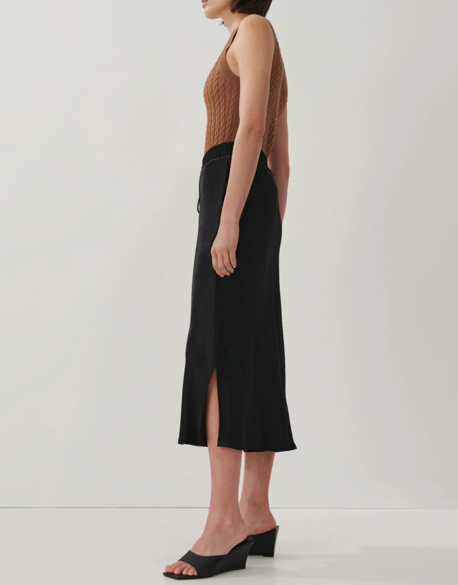 someday Fashion Jurken Rokken>Satijnen Rok Oflow Uni Black