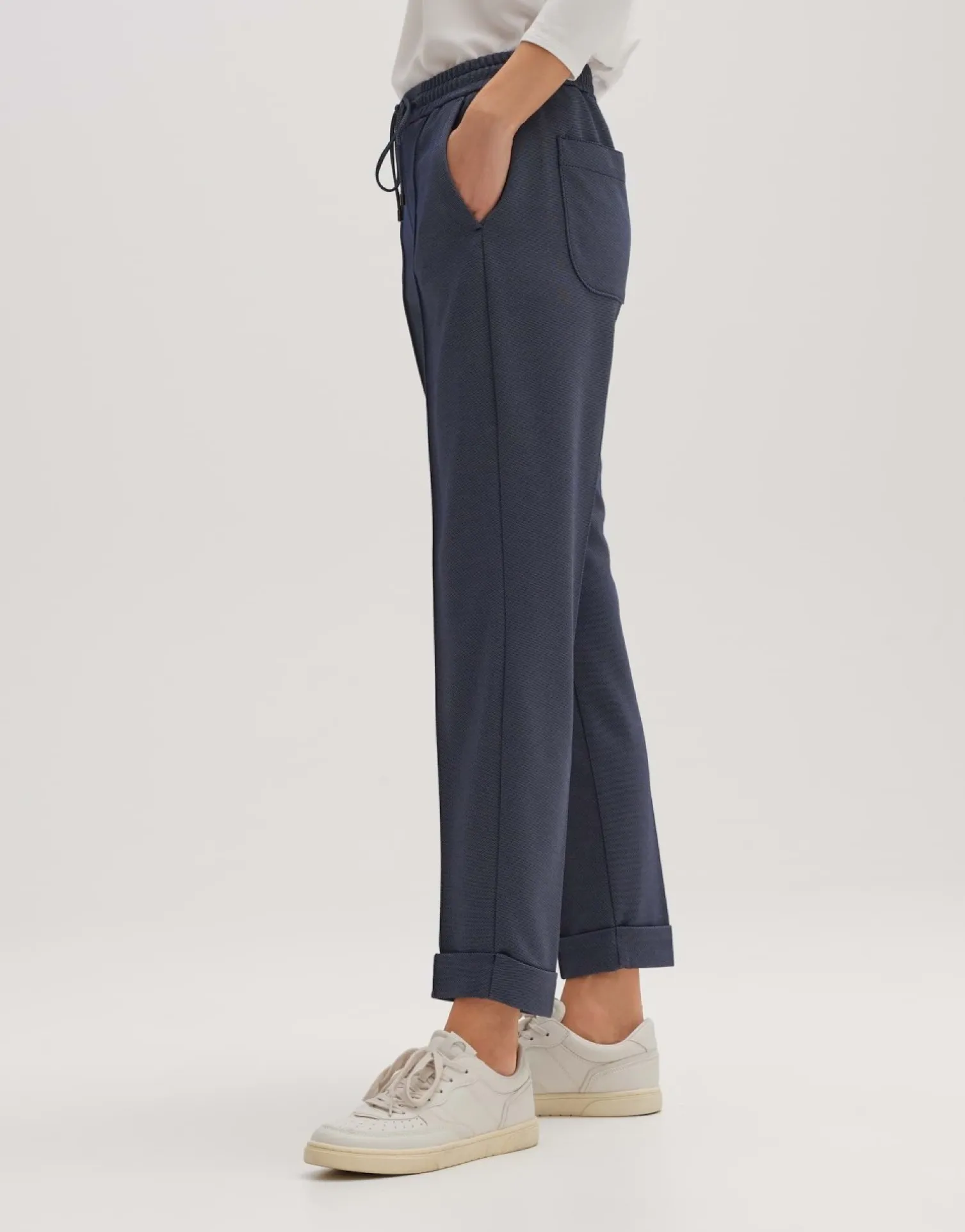 someday Fashion Broeken>Stoffen Broek Melvy Cuff Dark Coal Blue