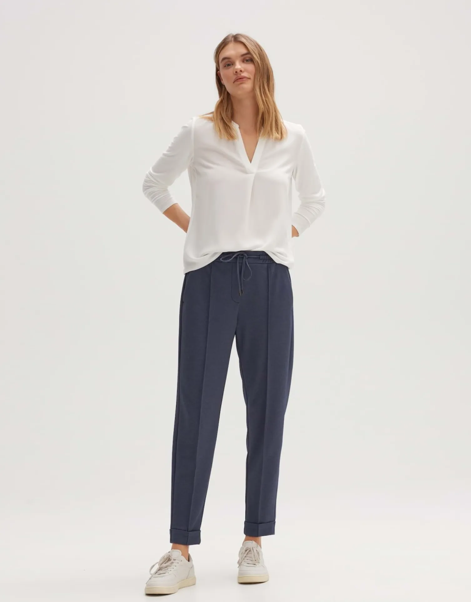 someday Fashion Broeken>Stoffen Broek Melvy Cuff Dark Coal Blue