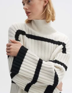 someday Fashion Gebreide Items>Wollen Trui Pory Stripe Milk