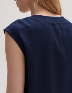 someday Fashion Blouses>Zomerblouse Farani Crepe Coal Blue